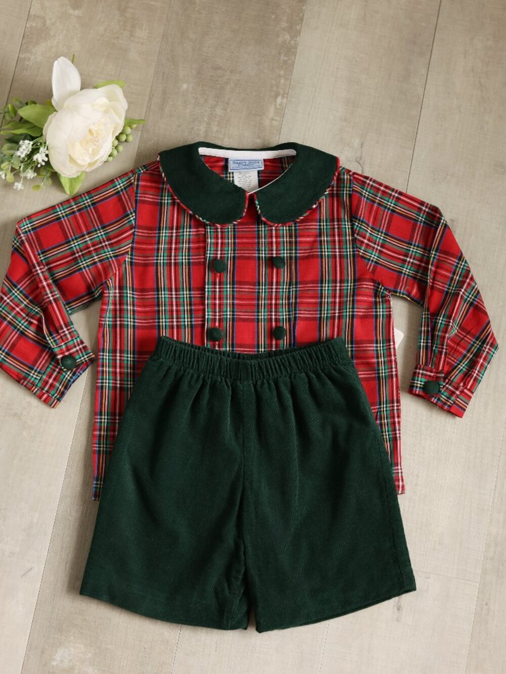 Boy's Red Corduroy Dressy Short Set Long Sleeve Bailey Boys Special Occasion 2T